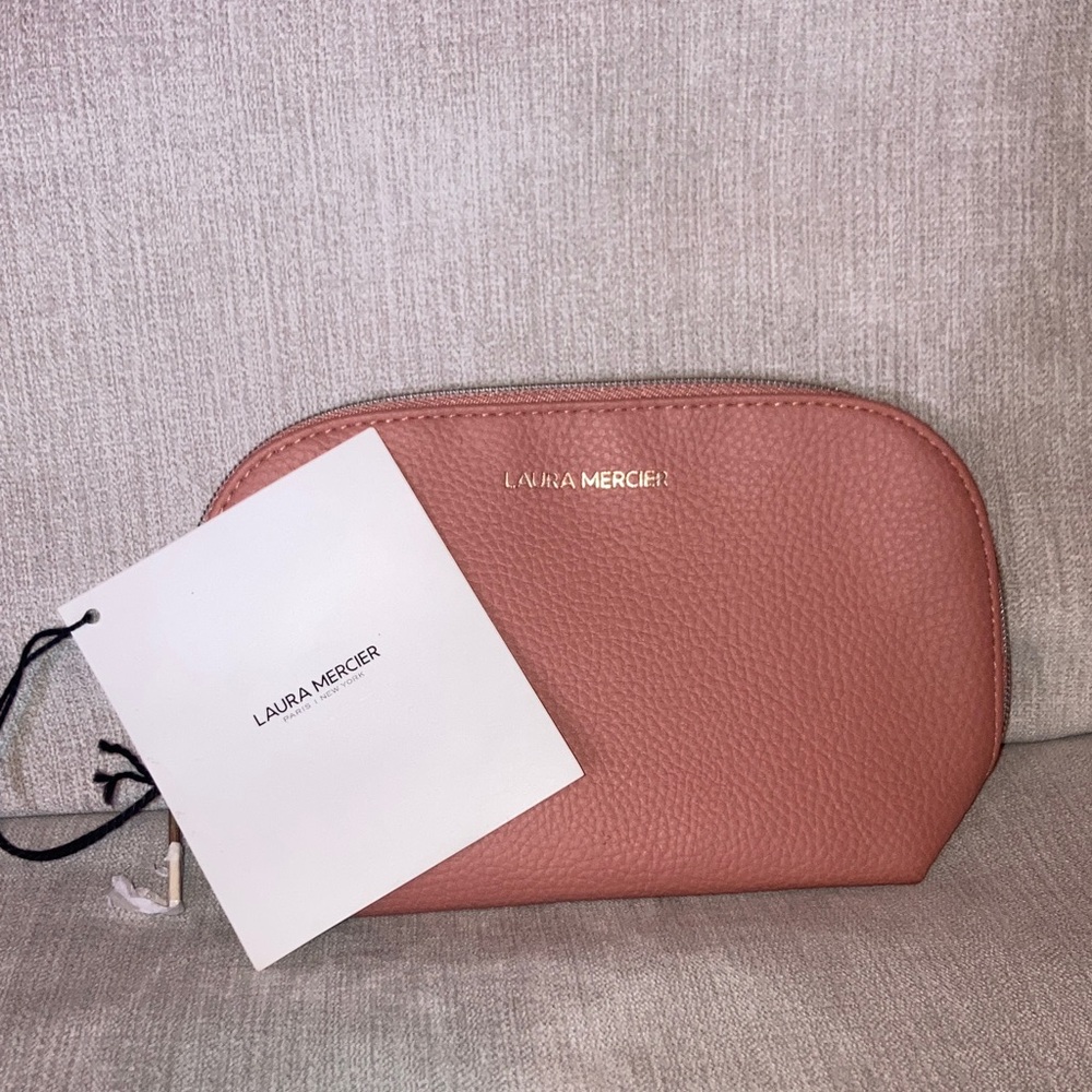 Laura Mercier Rose Faux Leather Cosmetic  Pouch New With Tags.